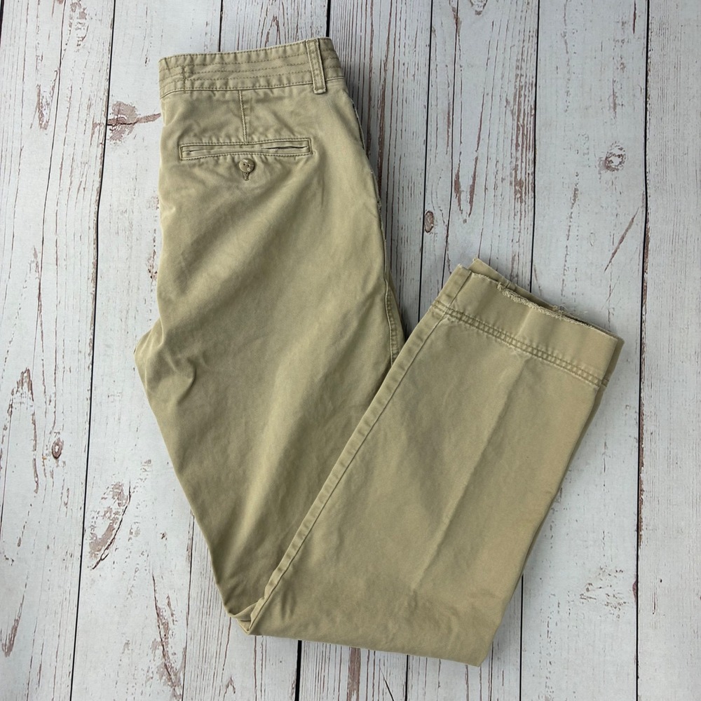 Converse One Star Mens 32x34 Khaki Chino Pants Tan Straight Leg Frayed Hem F1684